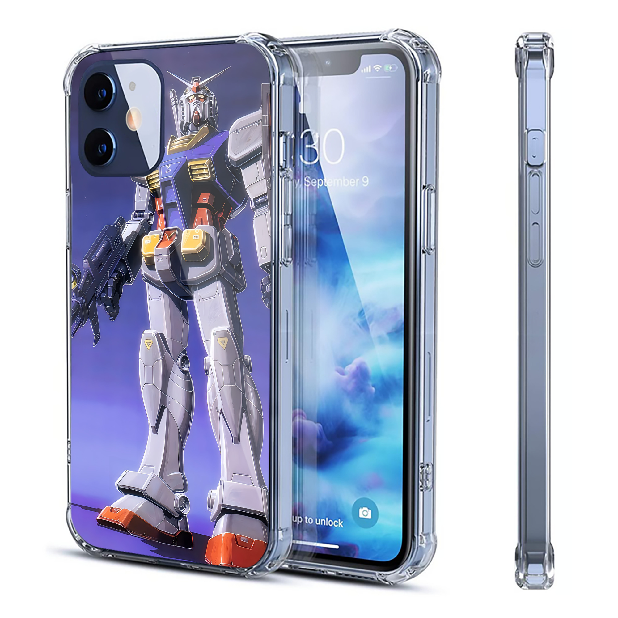 （画像用） 機動戦士ガンダム Mobile Suit Gundam 【iPhone 12シリーズ対応】透明スマホケース（クリアソフトケース）